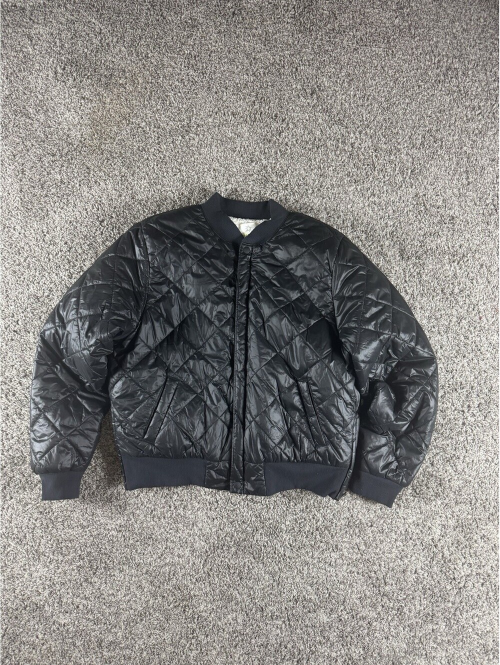 Offline By Aerie‎ Sherpa Lined Quilted Bomber Puffer Jacket Black   XL